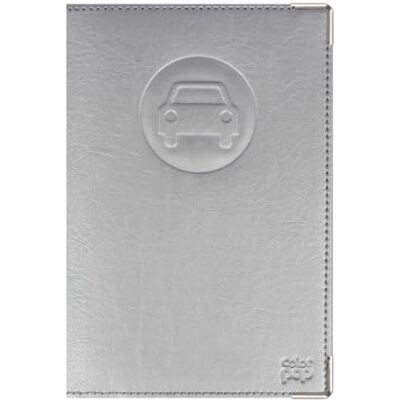 Color Pop Papierhouder voor auto, gemaakt in Frankrijk, pvc, Frans papier, grijze kaart, rijbewijs, 15 x 10,2 cm, zilver., Klassiek Color Pop Papierhouder voor auto, gemaakt in Frankrijk, pvc, Frans papier, grijze kaart, rijbewijs, 15 x 10,2 cm, zilver., Klassiek