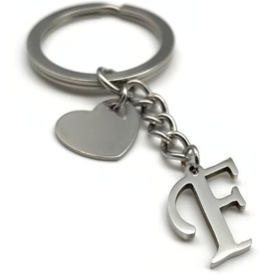 EVEMATE Sleutelhanger met hart initiële A-Z naam sleutelhanger roestvrij staal handgemaakt vriend vriendin partner auto (F) 75mm EVEMATE Sleutelhanger met hart initiële A-Z naam sleutelhanger roestvrij staal handgemaakt vriend vriendin partner auto (F) 75mm