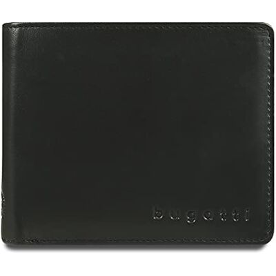 bugatti Primo RFID-leren herenportemonnee, 10 kaarten, met portemonnee, zwart, zwart. bugatti Primo RFID-leren herenportemonnee, 10 kaarten, met portemonnee, zwart, zwart.