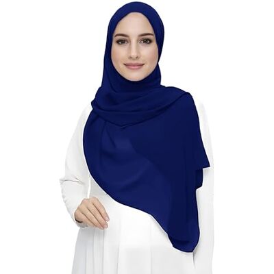 Lina & Lily Hijab-sjaal voor moslimvrouwen, van mousseline, rechthoekig, lichte en soepele stof., Royal Blauw Eén maat Lina & Lily Hijab-sjaal voor moslimvrouwen, van mousseline, rechthoekig, lichte en soepele stof., Royal Blauw Eén maat