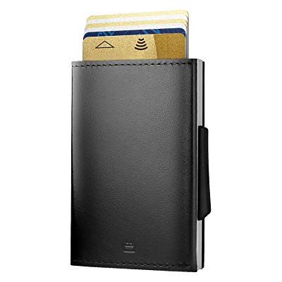 ÖGON -DESIGNS- Ögon Designs Cascade Slim Wallet Automatische Aluminium en Leren Portemonnee Uitvouwbare kaarten RFID Blokkerende Kaarthouder 8 Kaarten en bankbiljetten Zwart leer / Zilver aluminium ÖGON -DESIGNS- Ögon Designs Cascade Slim Wallet Automatische Aluminium en Leren Portemonnee Uitvouwbare kaarten RFID Blokkerende Kaarthouder 8 Kaarten en bankbiljetten Zwart leer / Zilver aluminium