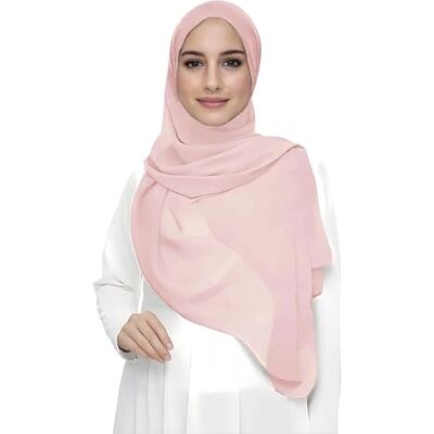 Lina & Lily Hijab-sjaal voor moslimvrouwen, van mousseline, rechthoekig, lichte en soepele stof., Roze Blush Eén maat Lina & Lily Hijab-sjaal voor moslimvrouwen, van mousseline, rechthoekig, lichte en soepele stof., Roze Blush Eén maat