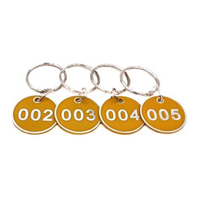 NanTun 50 stuks metalen sleutelhangers van aluminiumlegering, nummer ID-tags, sleutelhangers, genummerde sleutelringen, Geel 1 to 50 NanTun 50 stuks metalen sleutelhangers van aluminiumlegering, nummer ID-tags, sleutelhangers, genummerde sleutelringen, Geel 1 to 50