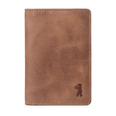 Berliner Bags Vintage slanke portemonnee van echt leer, kaarthouder, kleine tweevoudige portemonnee, RFID-beschermd, voor dames en heren, camel, eenheidsmaat Berliner Bags Vintage slanke portemonnee van echt leer, kaarthouder, kleine tweevoudige portemonnee, RFID-beschermd, voor dames en heren, camel, eenheidsmaat