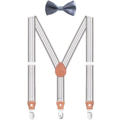 WANYING Kinderen, baby's, jongens, meisjes, bretels voor 1 tot 8 jaar, 3 clips, Y-vorm, elastisch, regolabile, bretels voor baby's, Lichtgrijze streep met vlinderdas pour enfants 1 à 8 ans WANYING Kinderen, baby's, jongens, meisjes, bretels voor 1 tot 8 jaar, 3 clips, Y-vorm, elastisch, regolabile, bretels voor baby's, Lichtgrijze streep met vlinderdas pour enfants 1 à 8 ans