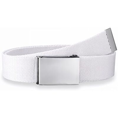 Trimming Shop Uniseks mesh-riem, metalen riem, klapsluiting, verstelbare gesp, militaire stijl, utiliteitskleding, 51 x 3,8 cm, wit., Wit Trimming Shop Uniseks mesh-riem, metalen riem, klapsluiting, verstelbare gesp, militaire stijl, utiliteitskleding, 51 x 3,8 cm, wit., Wit