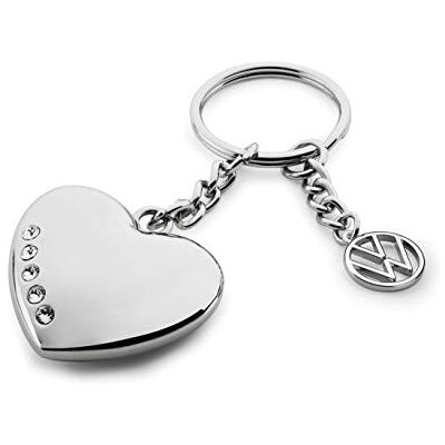 Volkswagen 7E9087010A 3D hartvormige sleutelhanger met Swarovski-stenen, zilver, spuitgegoten zink, VW Classic, 60 x 20 cm, chroom, eenheidsmaat, klassiek, Chrom, klassiek Volkswagen 7E9087010A 3D hartvormige sleutelhanger met Swarovski-stenen, zilver, spuitgegoten zink, VW Classic, 60 x 20 cm, chroom, eenheidsmaat, klassiek, Chrom, klassiek