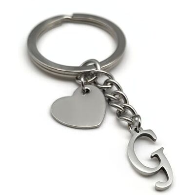 EVEMATE Sleutelhanger met hart initiële A-Z naam sleutelhanger roestvrij staal handgemaakt vriend vriendin partner auto (G) 75mm EVEMATE Sleutelhanger met hart initiële A-Z naam sleutelhanger roestvrij staal handgemaakt vriend vriendin partner auto (G) 75mm
