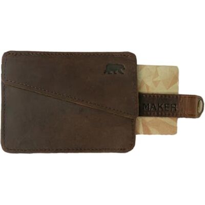 Alaskan MAKER Extra platte herenportemonnee met RFID-bescherming voor mobiele telefoon, pull-out-systeem, vintage leer en robuust katoen, kaarthouder en portemonnee, leder, Vintage stijl Alaskan MAKER Extra platte herenportemonnee met RFID-bescherming voor mobiele telefoon, pull-out-systeem, vintage leer en robuust katoen, kaarthouder en portemonnee, leder, Vintage stijl