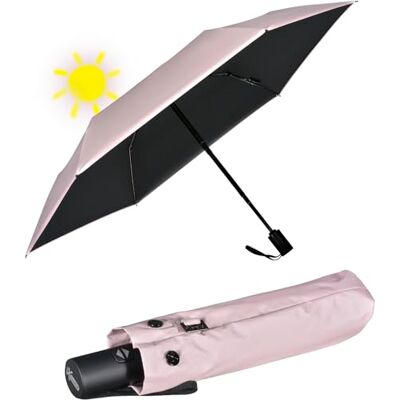 iX-brella Mini-paraplu met automatisch openen en sluiten met uv-bescherming en warmte, Roze-zwart, uv-bescherming en hittebescherming, Automatische zakparaplu iX-brella Mini-paraplu met automatisch openen en sluiten met uv-bescherming en warmte, Roze-zwart, uv-bescherming en hittebescherming, Automatische zakparaplu