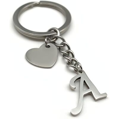 EVEMATE Sleutelhanger met hart initiële A-Z naam sleutelhanger roestvrij staal handgemaakt vriend vriendin partner auto (A) 75mm EVEMATE Sleutelhanger met hart initiële A-Z naam sleutelhanger roestvrij staal handgemaakt vriend vriendin partner auto (A) 75mm
