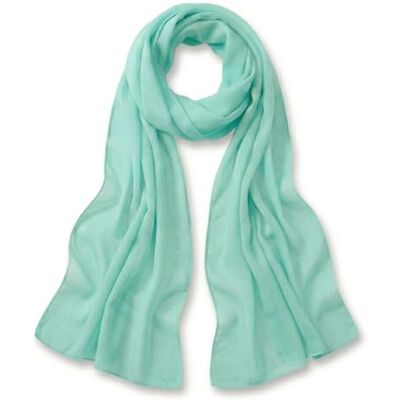 TigerTie Chiffon-sjaal voor dames, effen kleur, maten van de sjaal: 160 cm x 36 cm, Made in Italy, Turkoois One Size TigerTie Chiffon-sjaal voor dames, effen kleur, maten van de sjaal: 160 cm x 36 cm, Made in Italy, Turkoois One Size