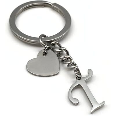 EVEMATE Sleutelhanger met letters van A tot Z, handgemaakt, van roestvrij staal, ideaal cadeau voor partner, verjaardag, vriend, vriendin, moeder, vader, T 75mm EVEMATE Sleutelhanger met letters van A tot Z, handgemaakt, van roestvrij staal, ideaal cadeau voor partner, verjaardag, vriend, vriendin, moeder, vader, T 75mm