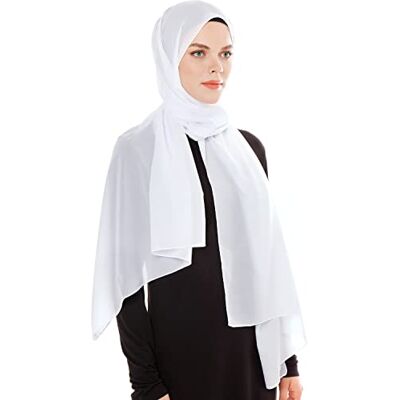 Ayisah Hijab sjaal moslimsjaal, zachte chiffon, hijab, 180 x 70 cm, moderne islamitische chiffon sjaals voor dames, hoogwaardige kwaliteit, Wit. 180x70 cm Ayisah Hijab sjaal moslimsjaal, zachte chiffon, hijab, 180 x 70 cm, moderne islamitische chiffon sjaals voor dames, hoogwaardige kwaliteit, Wit. 180x70 cm
