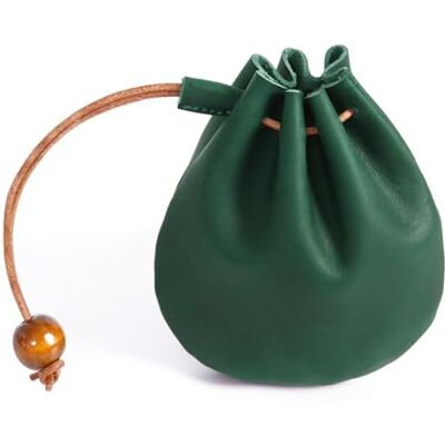 MiOYOOW Tas met trekkoord, middeleeuwse mini-portemonnee van koeienleer met trekkoord voor mannen, vrouwen, volwassenen, studenten, Groen, klassiek MiOYOOW Tas met trekkoord, middeleeuwse mini-portemonnee van koeienleer met trekkoord voor mannen, vrouwen, volwassenen, studenten, Groen, klassiek