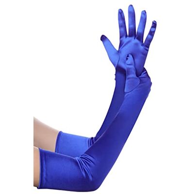 BABEYOND Dameshandschoenen, satijn, opera, feest, Audrey Hepburn handschoenen, 1920-stijl, elastisch, voor volwassenen, maat elleboog tot pols, lengte 52 cm, Blauw, one size one size BABEYOND Dameshandschoenen, satijn, opera, feest, Audrey Hepburn handschoenen, 1920-stijl, elastisch, voor volwassenen, maat elleboog tot pols, lengte 52 cm, Blauw, one size one size