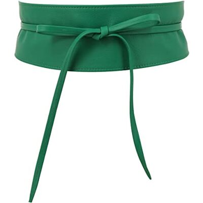 FASHIONGEN Damesriem Obi van echt rundleer, riem voor jurk, CASSIANE, Groen S-M FASHIONGEN Damesriem Obi van echt rundleer, riem voor jurk, CASSIANE, Groen S-M