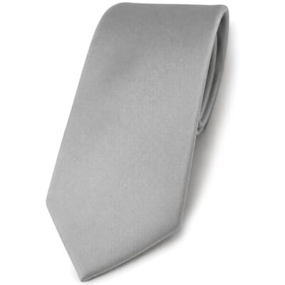 TigerTie Designer satijnen stropdas, effen, zilverkleurig, maat: ca. lengte 150 cm, breedte 8 cm taille: ca. longueur 150 cm, largeur 8 cm TigerTie Designer satijnen stropdas, effen, zilverkleurig, maat: ca. lengte 150 cm, breedte 8 cm taille: ca. longueur 150 cm, largeur 8 cm