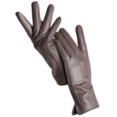 FNBDDX Dames winter warme fluwelen korte dunne handschoenen voor touchscreen rijden lederen handschoenen voor (Khaki Standard,7) FNBDDX Dames winter warme fluwelen korte dunne handschoenen voor touchscreen rijden lederen handschoenen voor (Khaki Standard,7)