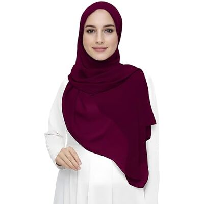 Lina & Lily Hoogwaardige chiffon sjaal voor dames, moslim hijab van lichte stof, Bourgondië Rood Eén maat Lina & Lily Hoogwaardige chiffon sjaal voor dames, moslim hijab van lichte stof, Bourgondië Rood Eén maat