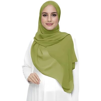 Lina & Lily Hijab-sjaal voor moslimvrouwen, van mousseline, rechthoekig, lichte en soepele stof., Lime Groen Eén maat Lina & Lily Hijab-sjaal voor moslimvrouwen, van mousseline, rechthoekig, lichte en soepele stof., Lime Groen Eén maat