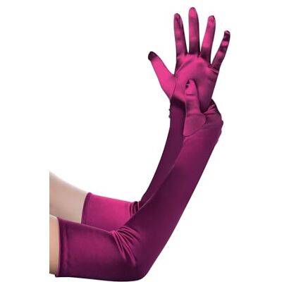 BABEYOND Dameshandschoenen, satijn, opera, feest, Audrey Hepburn handschoenen, 1920-stijl, elastisch, voor volwassenen, maat elleboog tot pols, lengte 52 cm, Wijnrood, one size one size BABEYOND Dameshandschoenen, satijn, opera, feest, Audrey Hepburn handschoenen, 1920-stijl, elastisch, voor volwassenen, maat elleboog tot pols, lengte 52 cm, Wijnrood, one size one size