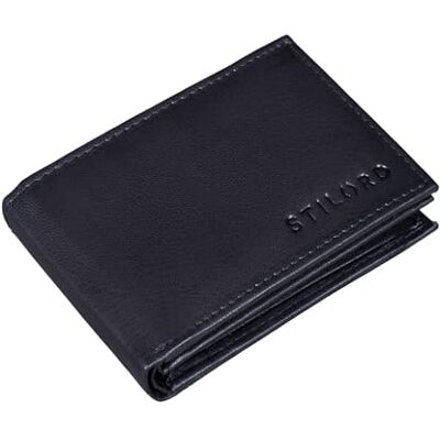 STILORD "Lincoln" mini-portemonnee RFID leer kleine portemonnee heren muntzakje voor creditcards slim portemonnee NFC bescherming kleur: zwart STILORD "Lincoln" mini-portemonnee RFID leer kleine portemonnee heren muntzakje voor creditcards slim portemonnee NFC bescherming kleur: zwart