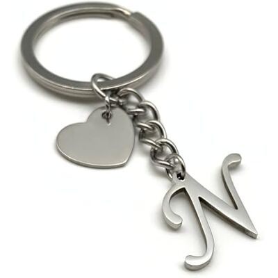 EVEMATE Sleutelhanger met letter A tot Z, handgemaakt, roestvrij staal, ideaal cadeau voor partner, verjaardag, vriend, vriendin, moeder, vader, N 75mm EVEMATE Sleutelhanger met letter A tot Z, handgemaakt, roestvrij staal, ideaal cadeau voor partner, verjaardag, vriend, vriendin, moeder, vader, N 75mm