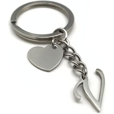EVEMATE Sleutelhanger met letters van A tot Z, handgemaakt, van roestvrij staal, ideaal cadeau voor partner, verjaardag, vriend, vriendin, moeder, vader, V: 75mm EVEMATE Sleutelhanger met letters van A tot Z, handgemaakt, van roestvrij staal, ideaal cadeau voor partner, verjaardag, vriend, vriendin, moeder, vader, V: 75mm