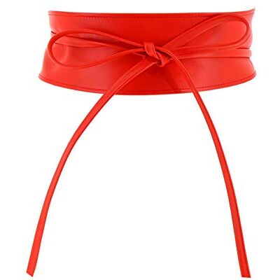 FASHIONGEN Obi lederen damesriem uit Italië, gemaakt in Frankrijk, CASSIANE, Rood, S-M S-M FASHIONGEN Obi lederen damesriem uit Italië, gemaakt in Frankrijk, CASSIANE, Rood, S-M S-M