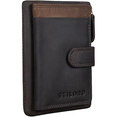 STILORD "Garret" Kaarthouder met sleutelhanger, leer, mini-portemonnee voor heren en dames, met RFID- en NFC-bescherming, portemonnee, echt leer, kleur: zwart, Donkerbruin, Portemonnee STILORD "Garret" Kaarthouder met sleutelhanger, leer, mini-portemonnee voor heren en dames, met RFID- en NFC-bescherming, portemonnee, echt leer, kleur: zwart, Donkerbruin, Portemonnee