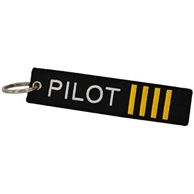 DonJordi Pilotensleutelhanger van stof voor piloten en luchtkapiteins, met 4 strepen, zwart, eenheidsmaat, Europees DonJordi Pilotensleutelhanger van stof voor piloten en luchtkapiteins, met 4 strepen, zwart, eenheidsmaat, Europees