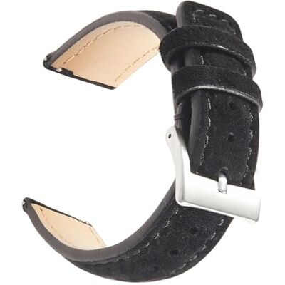 HRTUFN WCC00816 Suède horlogeband 18 mm, 20, 22, bruin, grijs, zwart, echt leer, snelsluiting, zacht, accessoires voor heren HRTUFN WCC00816 Suède horlogeband 18 mm, 20, 22, bruin, grijs, zwart, echt leer, snelsluiting, zacht, accessoires voor heren