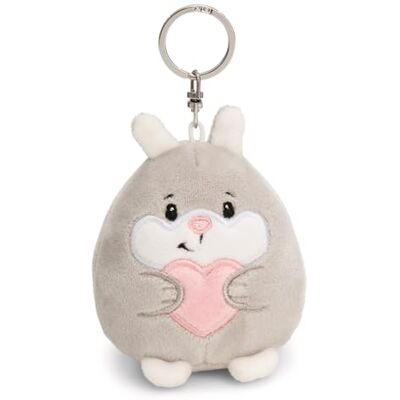 NICI Chill- konijn sleutelhanger met hart 8 cm grijs pluche metgezel voor rugzak of tas, knuffelige sleutelhanger met metalen ring voor sleutelhanger 61754 NICI Chill- konijn sleutelhanger met hart 8 cm grijs pluche metgezel voor rugzak of tas, knuffelige sleutelhanger met metalen ring voor sleutelhanger 61754