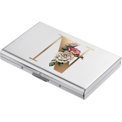 BONSYL ® Creditcardhouder, slanke metalen portemonnee met RFID-blokkering, modieus design en artistieke patronen, voor dames en heren., 6 kaarten/zilver/N, Modern BONSYL ® Creditcardhouder, slanke metalen portemonnee met RFID-blokkering, modieus design en artistieke patronen, voor dames en heren., 6 kaarten/zilver/N, Modern