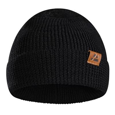 DANISH ENDURANCE Klassieke muts van merinowol, warm, zacht en rekbaar, ademend, uniseks, voor dames en heren, zwart. One Size DANISH ENDURANCE Klassieke muts van merinowol, warm, zacht en rekbaar, ademend, uniseks, voor dames en heren, zwart. One Size