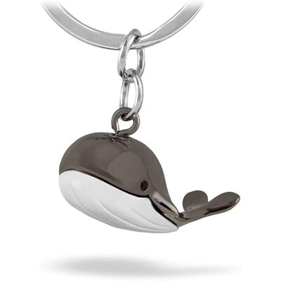 TROIKA Jack Pott KR18-17/GM Walvis sleutelhanger gietijzer glanzend chroom zilver, gunmetal grijs -Original TROIKA Jack Pott KR18-17/GM Walvis sleutelhanger gietijzer glanzend chroom zilver, gunmetal grijs -Original