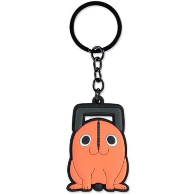 Chainsaw Man Pochita Uniseks sleutelhanger met hanger, zwart/oranje, Polyurethaan Chainsaw Man Pochita Uniseks sleutelhanger met hanger, zwart/oranje, Polyurethaan