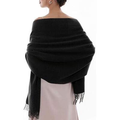 RIIQIICHY Dames sjaals Pashmina sjaals en wraps voor bruiloft sjaals voor vrouwen winter, Zwart, L Large RIIQIICHY Dames sjaals Pashmina sjaals en wraps voor bruiloft sjaals voor vrouwen winter, Zwart, L Large