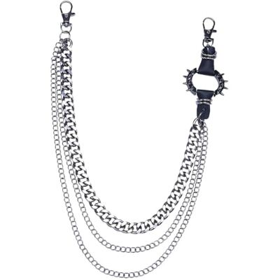 CHUANFU Broekketting, punk hiphop portemonnee ketting met karabijnhaak, lange metalen kettingen voor heren, gothic accessoires voor jeans, riem, portemonnee en sleutels, Metaal CHUANFU Broekketting, punk hiphop portemonnee ketting met karabijnhaak, lange metalen kettingen voor heren, gothic accessoires voor jeans, riem, portemonnee en sleutels, Metaal