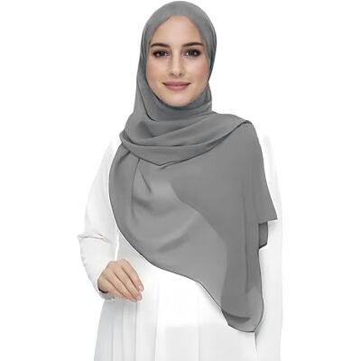 Lina & Lily Hijab-sjaal voor moslimvrouwen, van mousseline, rechthoekig, lichte en soepele stof., Stone Grijs Eén maat Lina & Lily Hijab-sjaal voor moslimvrouwen, van mousseline, rechthoekig, lichte en soepele stof., Stone Grijs Eén maat