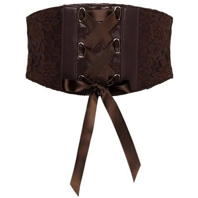 BlackButterfly Tailleband voor dames, kant, korset, veters, Donkerbruin X-Large BlackButterfly Tailleband voor dames, kant, korset, veters, Donkerbruin X-Large