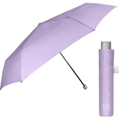 PERLETTI Compacte paraplu voor dames, uv-bescherming, mini-opvouwbare paraplu voor op reis, met zonwering en binnencoating, kleine regen en zon, diameter 91 cm, Paarse pastel., Anti-uv paraplu PERLETTI Compacte paraplu voor dames, uv-bescherming, mini-opvouwbare paraplu voor op reis, met zonwering en binnencoating, kleine regen en zon, diameter 91 cm, Paarse pastel., Anti-uv paraplu