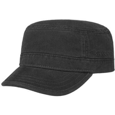 Stetson Gosper Army Pet voor dames/heren Urban Militaire pet met vizier, gesloten aan de achterkant lente-zomer, zwart, 56-57 56-57 Stetson Gosper Army Pet voor dames/heren Urban Militaire pet met vizier, gesloten aan de achterkant lente-zomer, zwart, 56-57 56-57