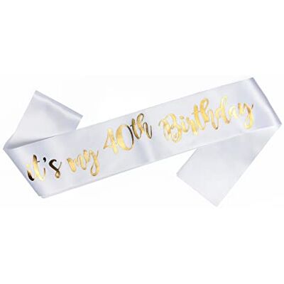 OMISS Witte gouden sjaal "It's My 40th Birthday" Be The Most Beautiful for Your Birthday (40e) OMISS Witte gouden sjaal "It's My 40th Birthday" Be The Most Beautiful for Your Birthday (40e)