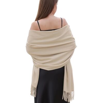 RIIQIICHY Dames sjaals Pashmina sjaals en wraps voor bruiloft sjaals voor vrouwen winter, beige, L Large RIIQIICHY Dames sjaals Pashmina sjaals en wraps voor bruiloft sjaals voor vrouwen winter, beige, L Large