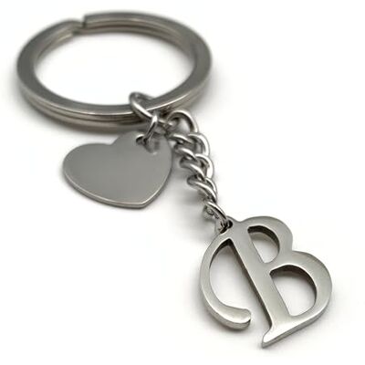 EVEMATE Sleutelhanger met hart initiële A-Z naam sleutelhanger roestvrij staal handgemaakt vriend vriendin partner auto (B) 75mm EVEMATE Sleutelhanger met hart initiële A-Z naam sleutelhanger roestvrij staal handgemaakt vriend vriendin partner auto (B) 75mm