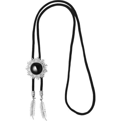 JewelryWe Zwarte onyx Bolo-stropdas: verstelbare cowboystropdas voor dames en heren, Indiaanse westernketting, cowgirl-kostuum, Metaal JewelryWe Zwarte onyx Bolo-stropdas: verstelbare cowboystropdas voor dames en heren, Indiaanse westernketting, cowgirl-kostuum, Metaal