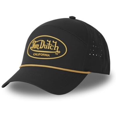 Von Dutch Pet voor dames en heren, met 6 panelen, verstelbaar door klittenbandsluiting, Zwart/Geel, Eén maat Eén maat Von Dutch Pet voor dames en heren, met 6 panelen, verstelbaar door klittenbandsluiting, Zwart/Geel, Eén maat Eén maat