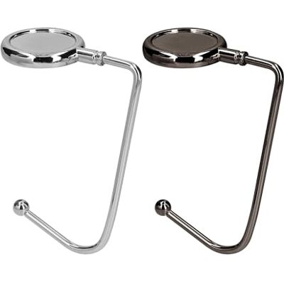 kwmobile 2 x handtashaak – opvouwbare zakhouder – zakhouder voor tafel of kantoor – ophangen van handtas en kleine voorwerpen – zilverkleurig, Zwart-zilver, Minimalistisch kwmobile 2 x handtashaak – opvouwbare zakhouder – zakhouder voor tafel of kantoor – ophangen van handtas en kleine voorwerpen – zilverkleurig, Zwart-zilver, Minimalistisch
